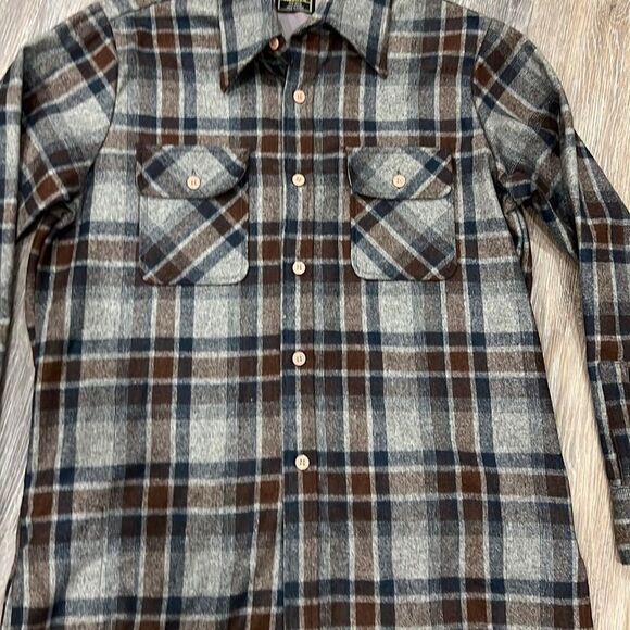 Vintage Atkinson plaid wool blend button down size medium - Picture 3 of 8